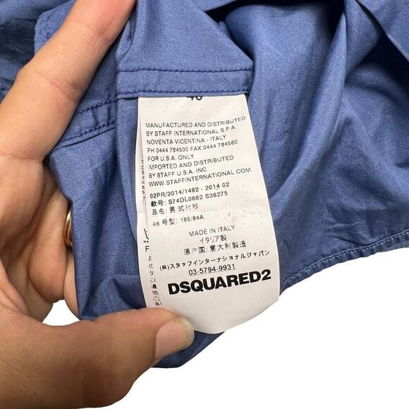 Dsquared2 Button Up Shirt Cotton Blue Men’s Size 46 - Picture 3 of 7